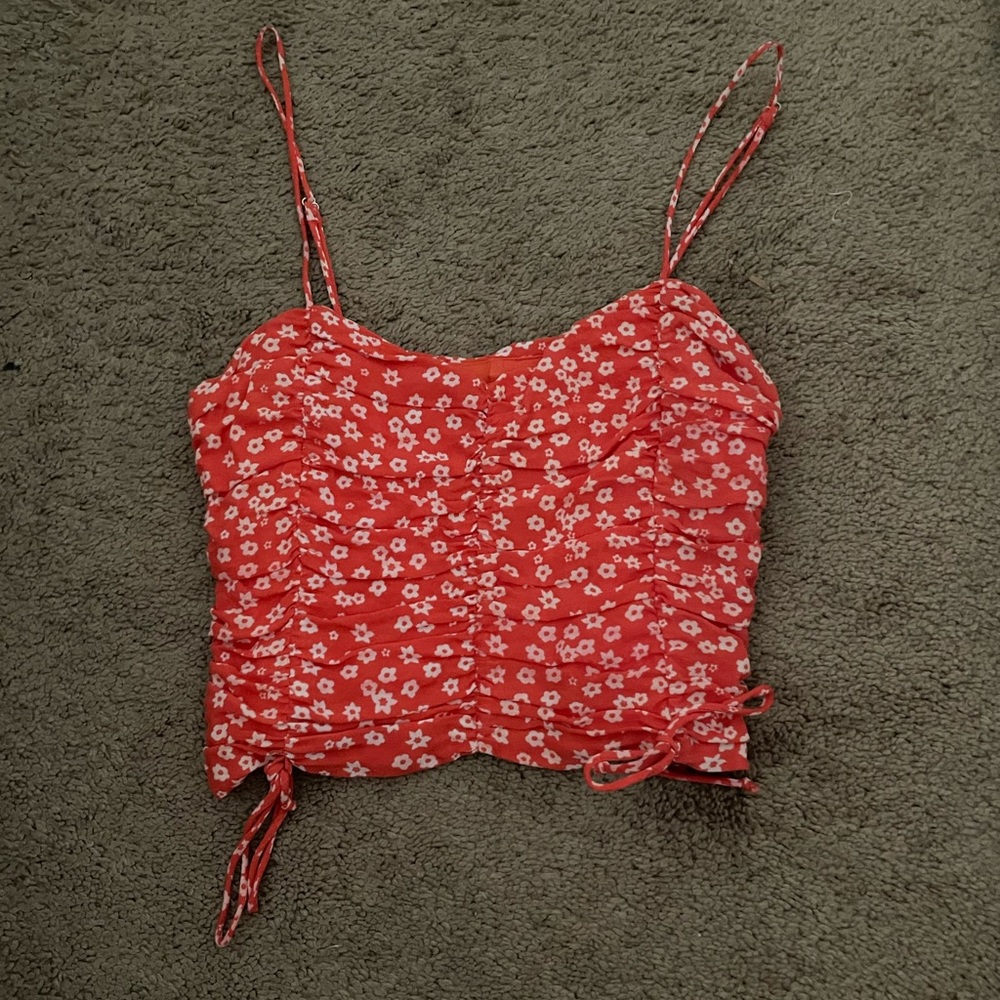Skylar and Madison Red and White floral tank